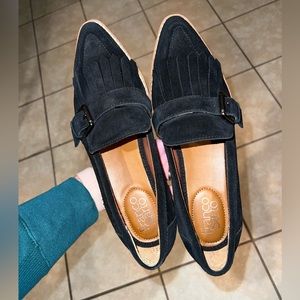 Never worn Franco Sarto Darius suede loafers. Size 8.5. Black.